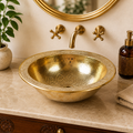 Handcrafted Moroccan Hammered Brass Vessel Sink