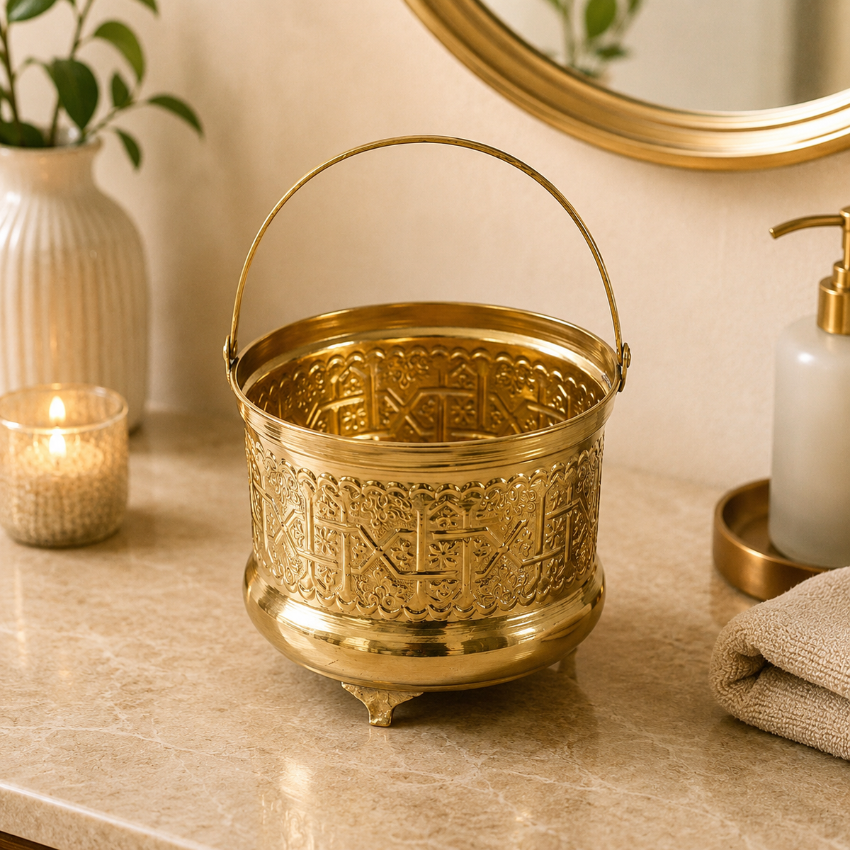 Handmade Moroccan Brass Water Bucket