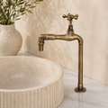 Handcrafted Antique Brass Deck Mount Faucet – Single Handle Bathroom Sink