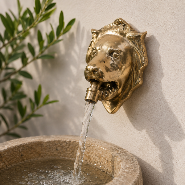 Handcrafted Solid Brass Lion Head Wall Mounted Garden Faucet