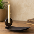 Handmade Moroccan Metal Candle Holder with Curved Wax Catcher Tray