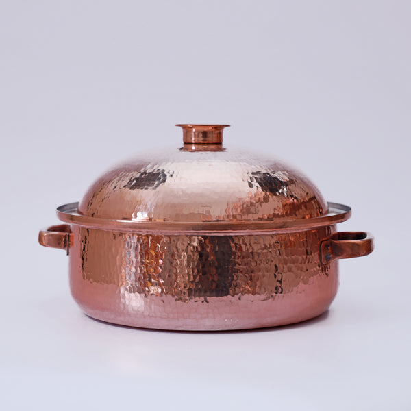 HandMade Hammered Copper Serving Pot with Lid