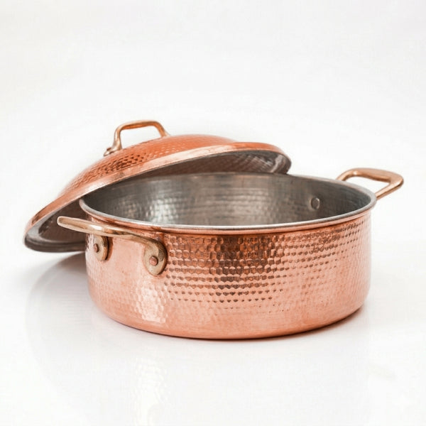HandMade Hammered Copper Casserole Cooking Pot