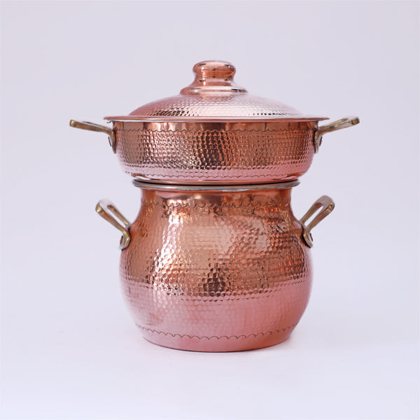 HandMade Hammered Copper Double Layer Steamer Pot