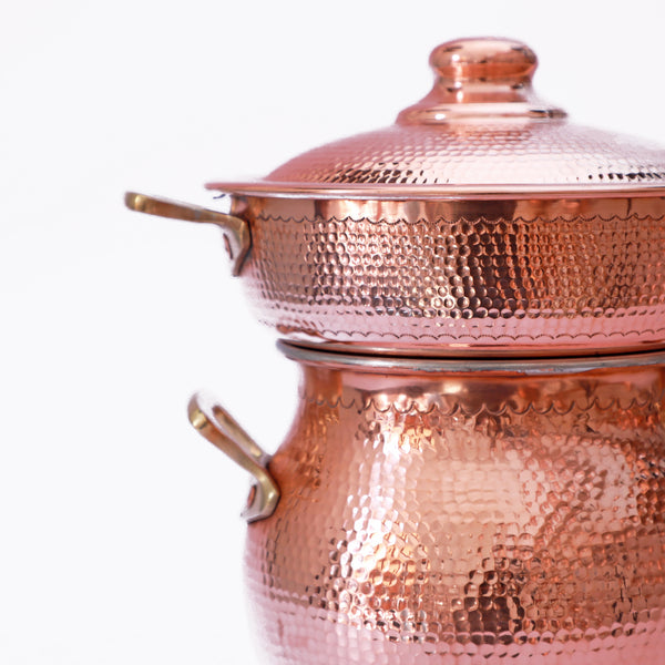 HandMade Hammered Copper Double Layer Steamer Pot