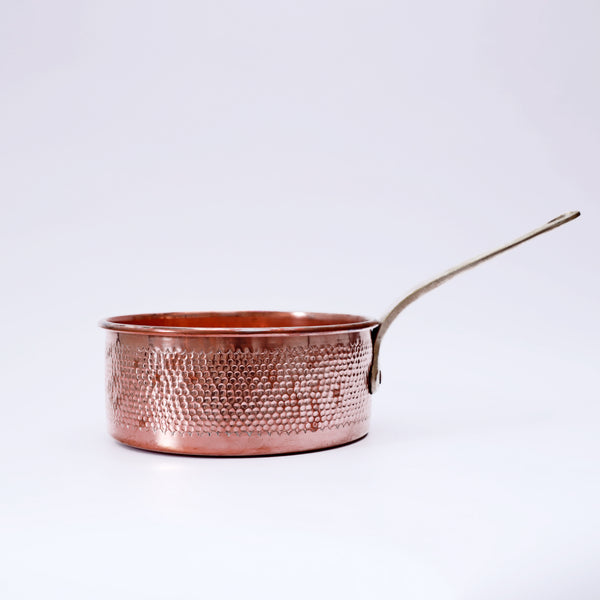 Hammered Copper Frying Pan with Brass Handle