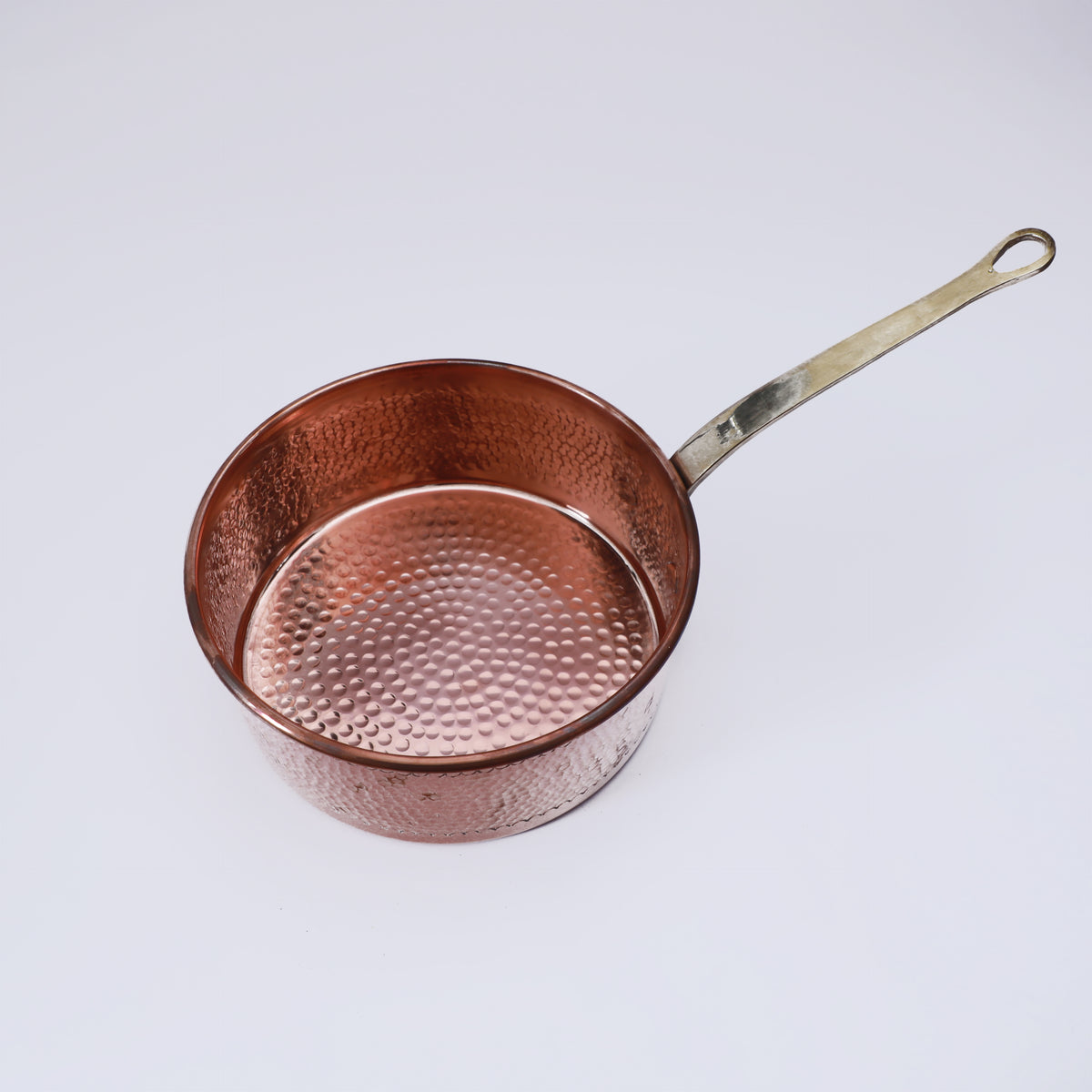 Hammered Copper Frying Pan with Brass Handle