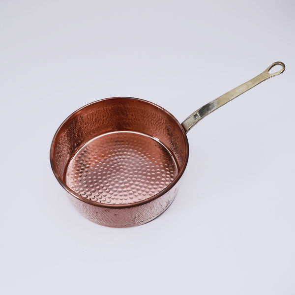 Hammered Copper Frying Pan with Brass Handle
