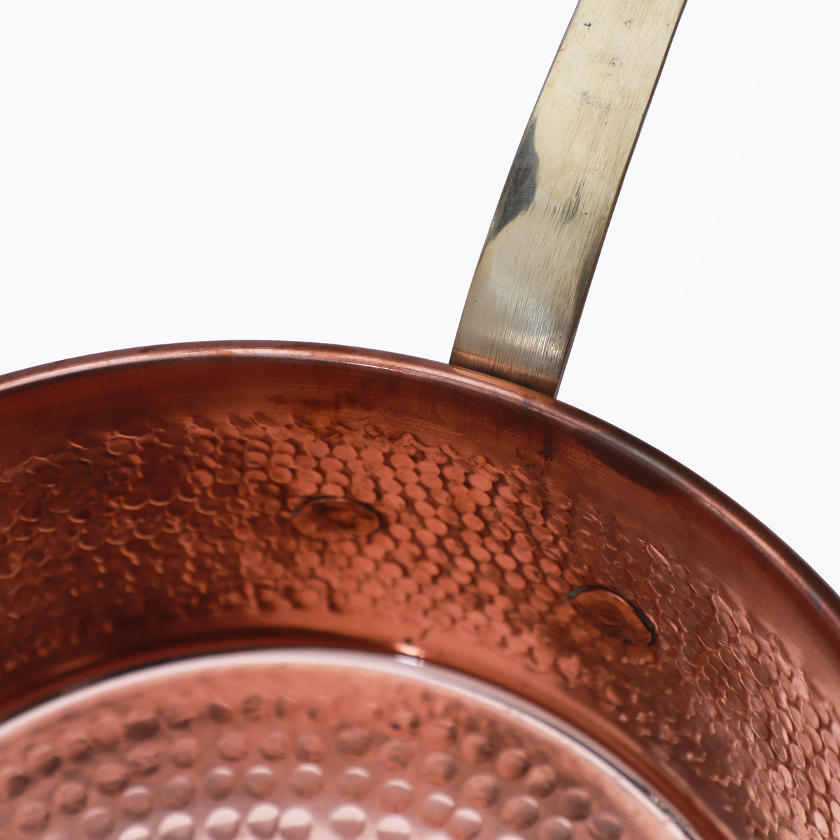 Hammered Copper Frying Pan with Brass Handle
