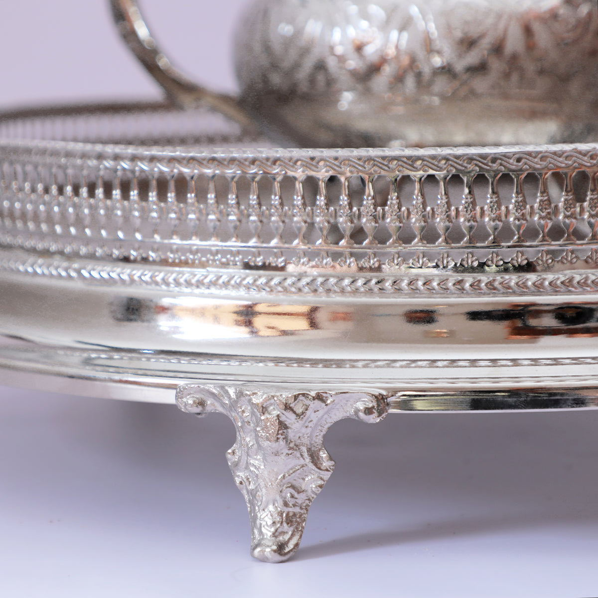 HandMade Silver Decorative Tea Set with Serving Tray