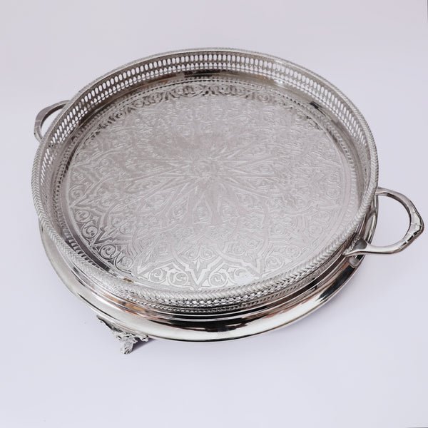 HandMade Silver Decorative Tea Set with Serving Tray