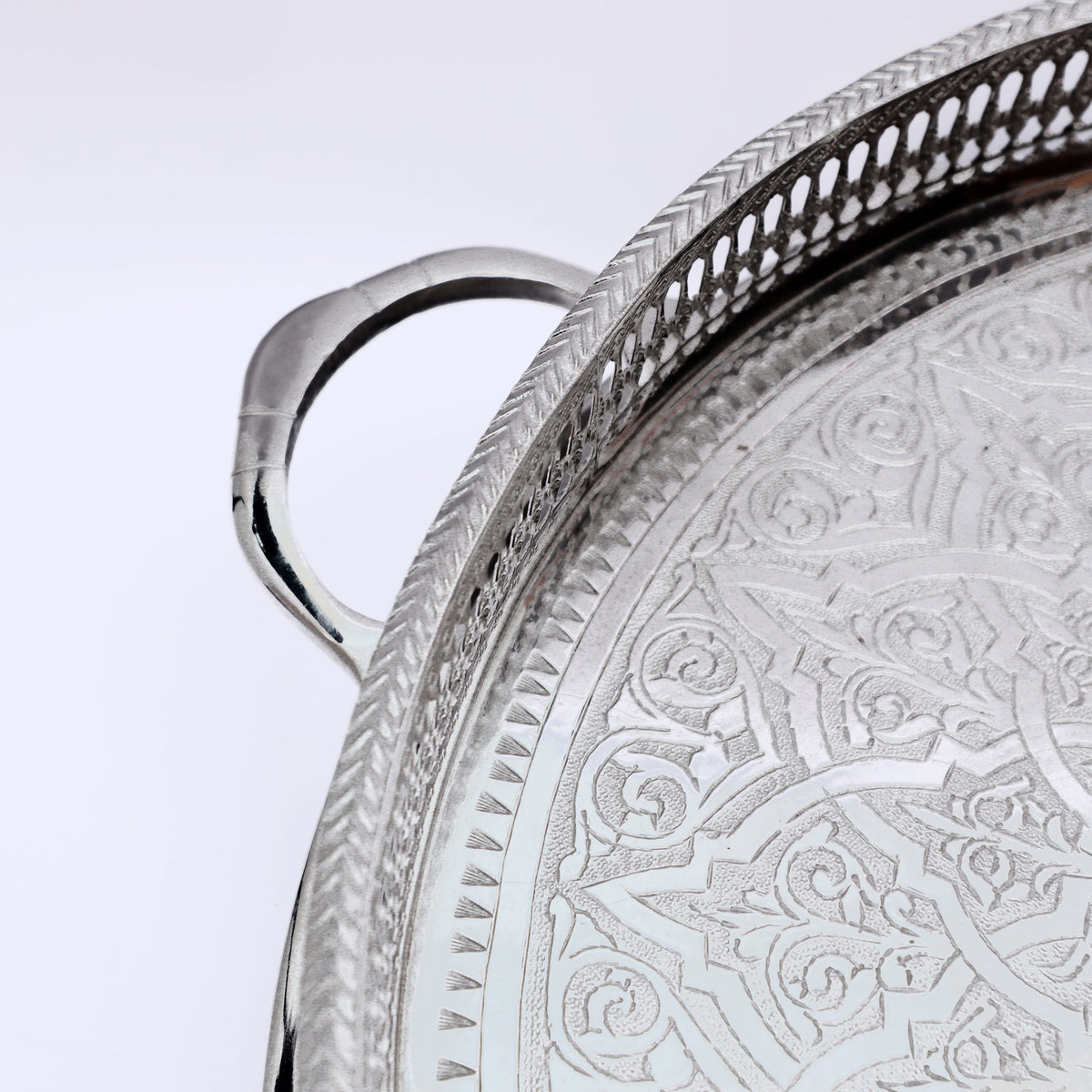 HandMade Silver Decorative Tea Set with Serving Tray