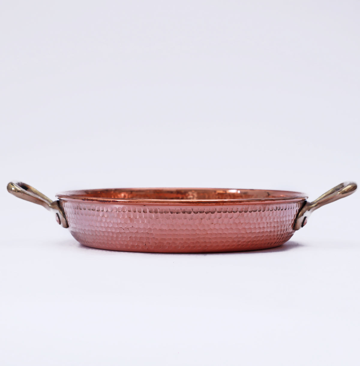 HandMade Hammered Copper Paella Pan with Brass Handles