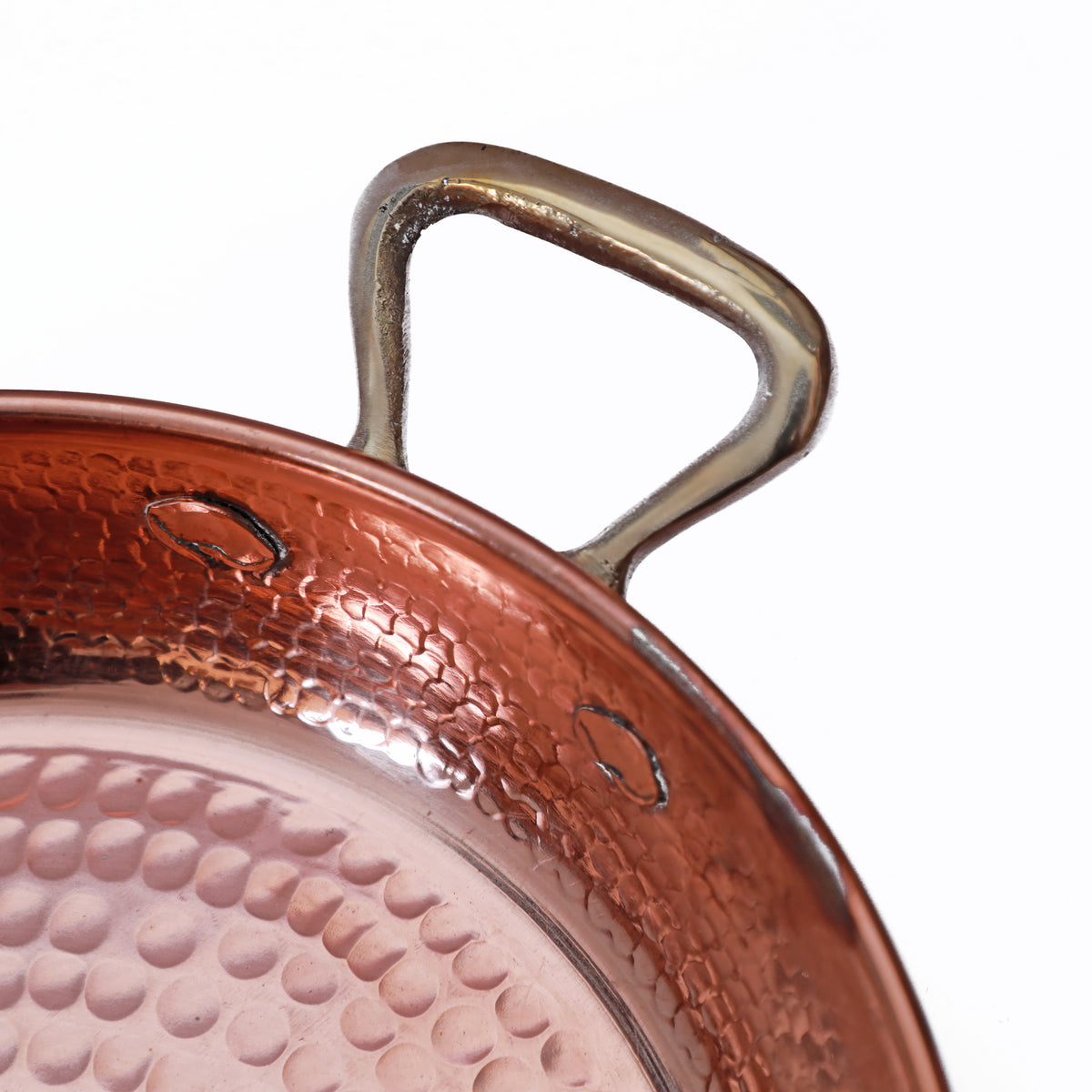 HandMade Hammered Copper Paella Pan with Brass Handles