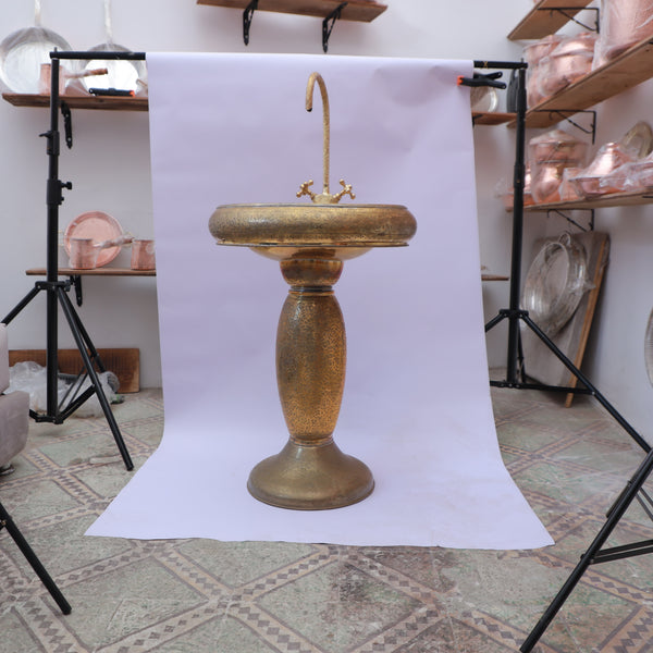 HandMade Antique Handmade Brass Pedestal Wash Basin with Faucet
