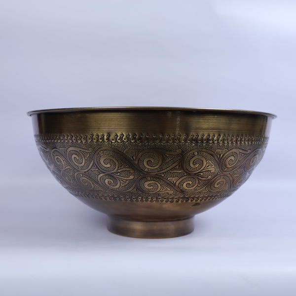Handmade Decorative Brass Basin with Vintage Artisan Design