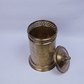 Handcrafted Engraved Metal Container with Vintage Moroccan Design
