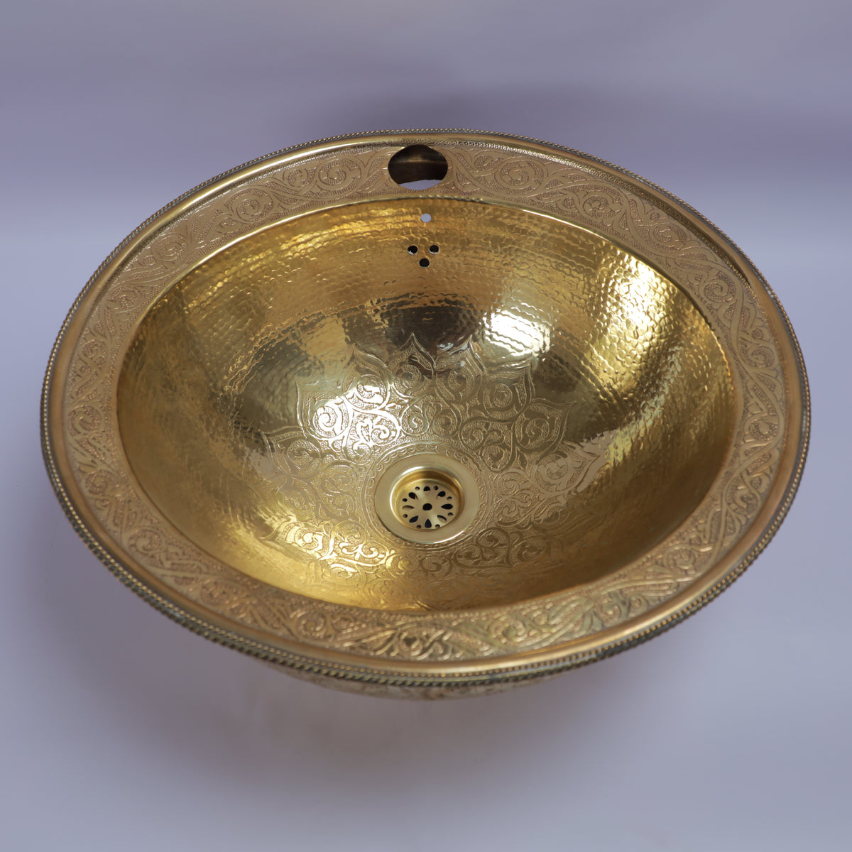 Handcrafted Moroccan Brass Drop-In Bathroom Sink