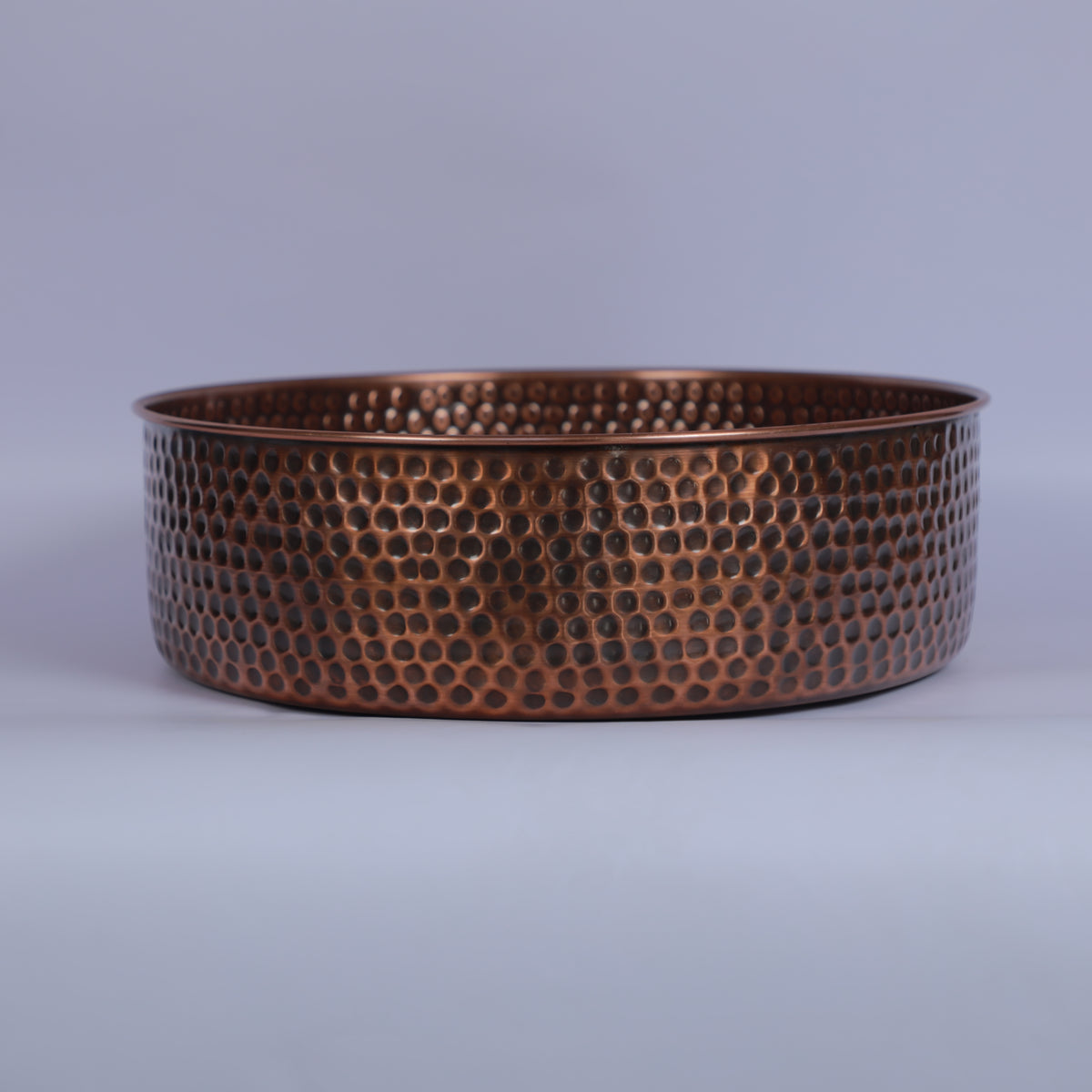 Handcrafted Hammered Copper Vessel Sink – Round Bathroom Basin in Antique Copper Finish | Artisan Countertop Vanity Sink