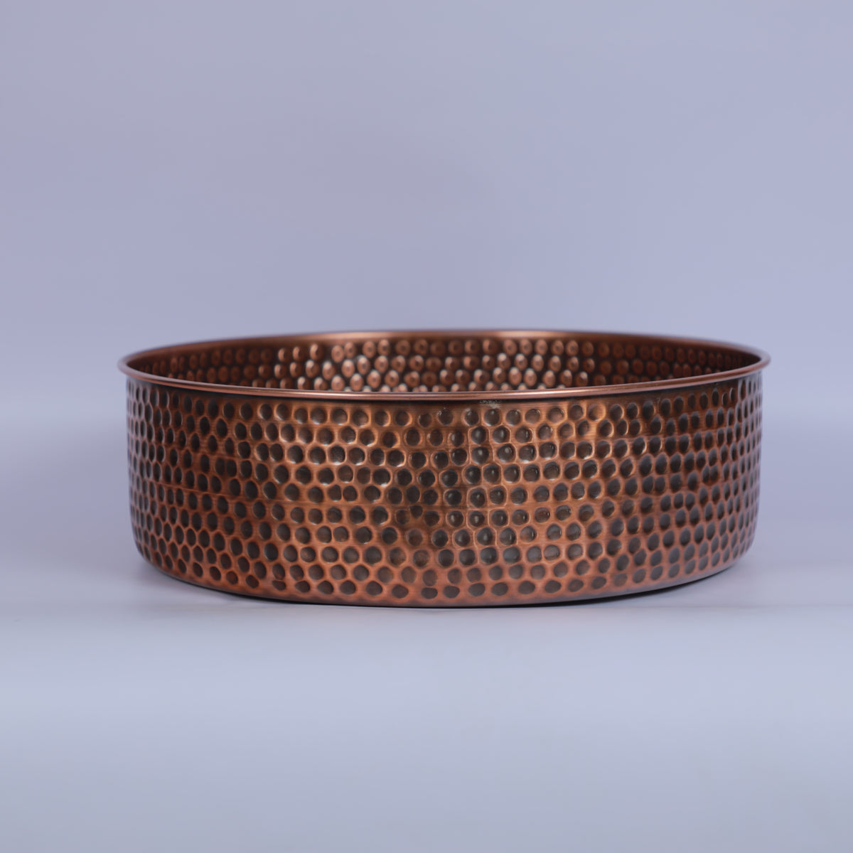 Handcrafted Hammered Copper Vessel Sink – Round Bathroom Basin in Antique Copper Finish | Artisan Countertop Vanity Sink