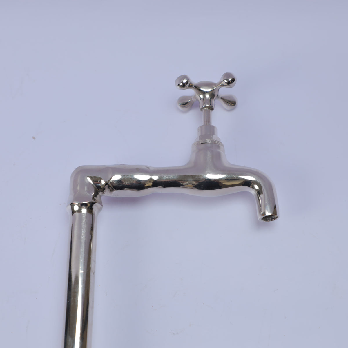 Handcrafted Polished Nickel Bridge Bathroom Faucet – Single Handle Deck Mount Sink Tap with Cross Handle
