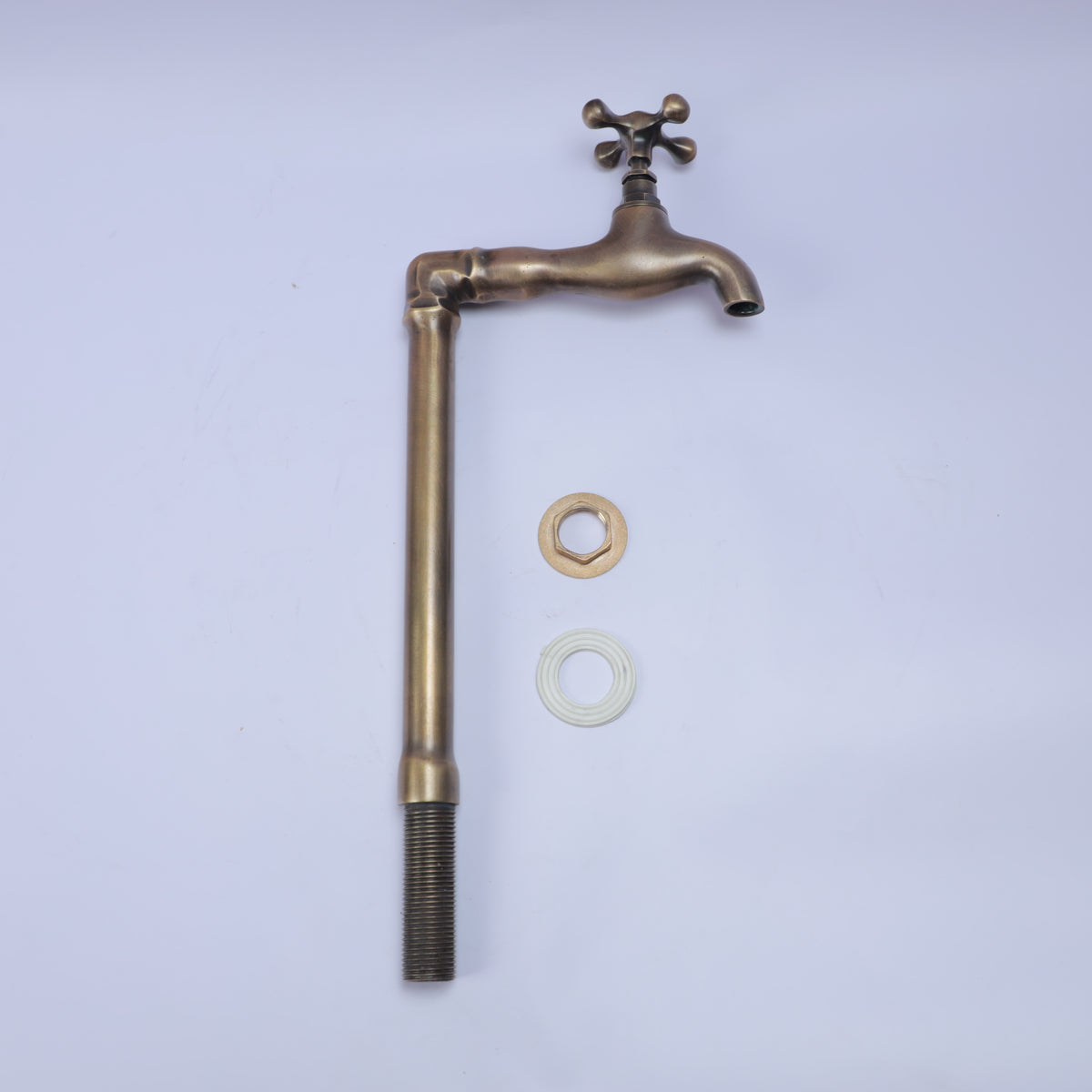 Handcrafted Antique Brass Deck Mount Faucet – Single Handle Bathroom Sink