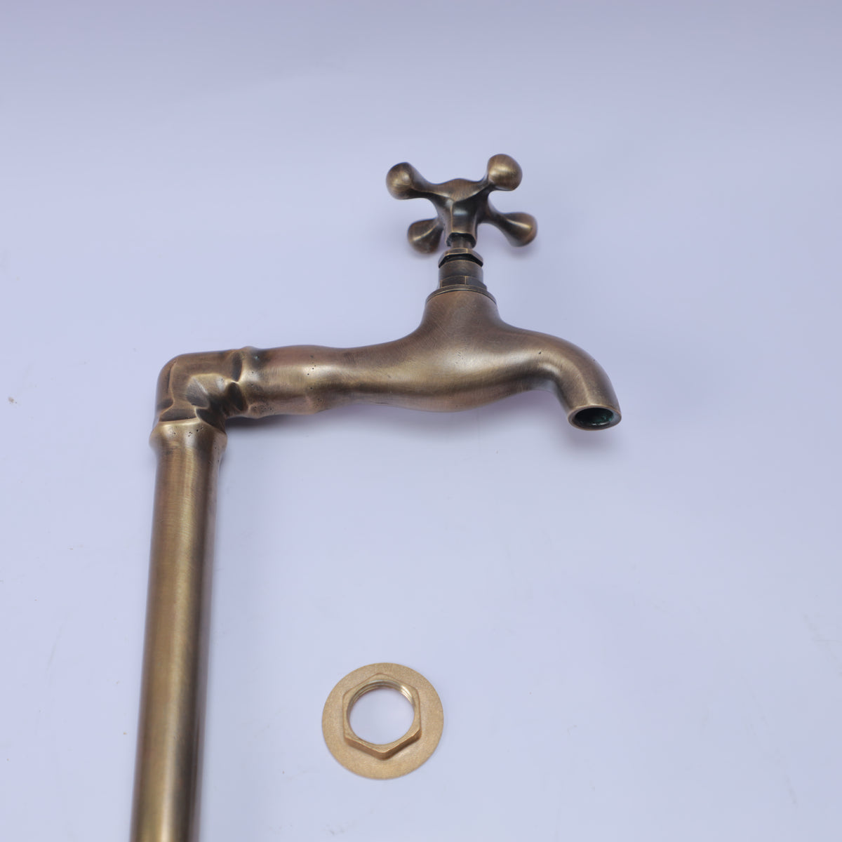 Handcrafted Antique Brass Deck Mount Faucet – Single Handle Bathroom Sink