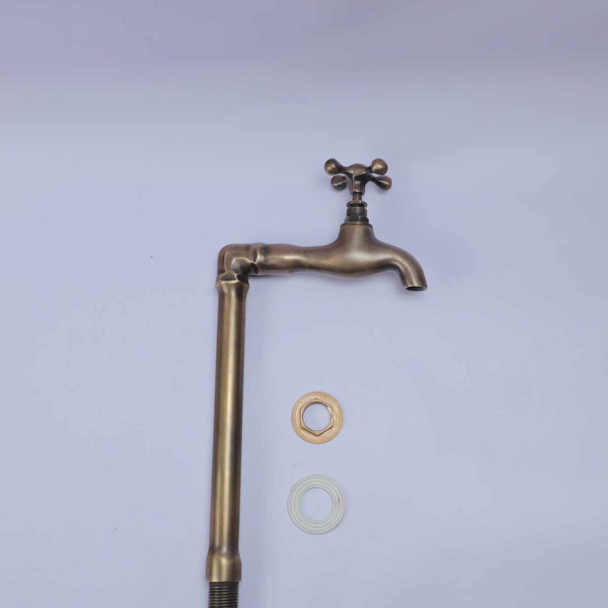 Handcrafted Antique Brass Deck Mount Faucet – Single Handle Bathroom Sink