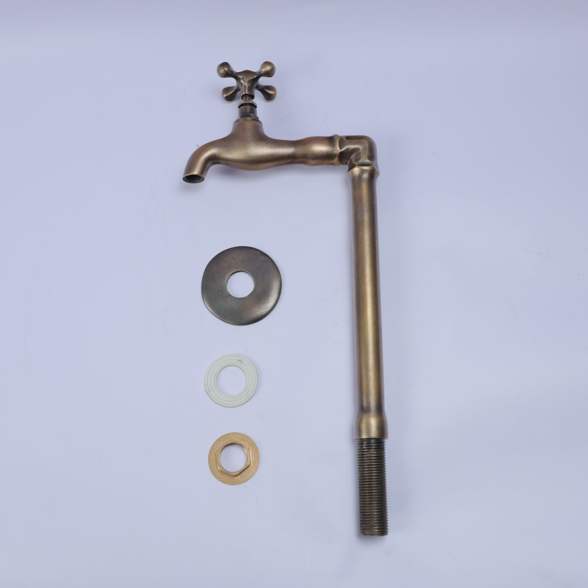 Handcrafted Antique Brass Wall Mount Bathroom Faucet