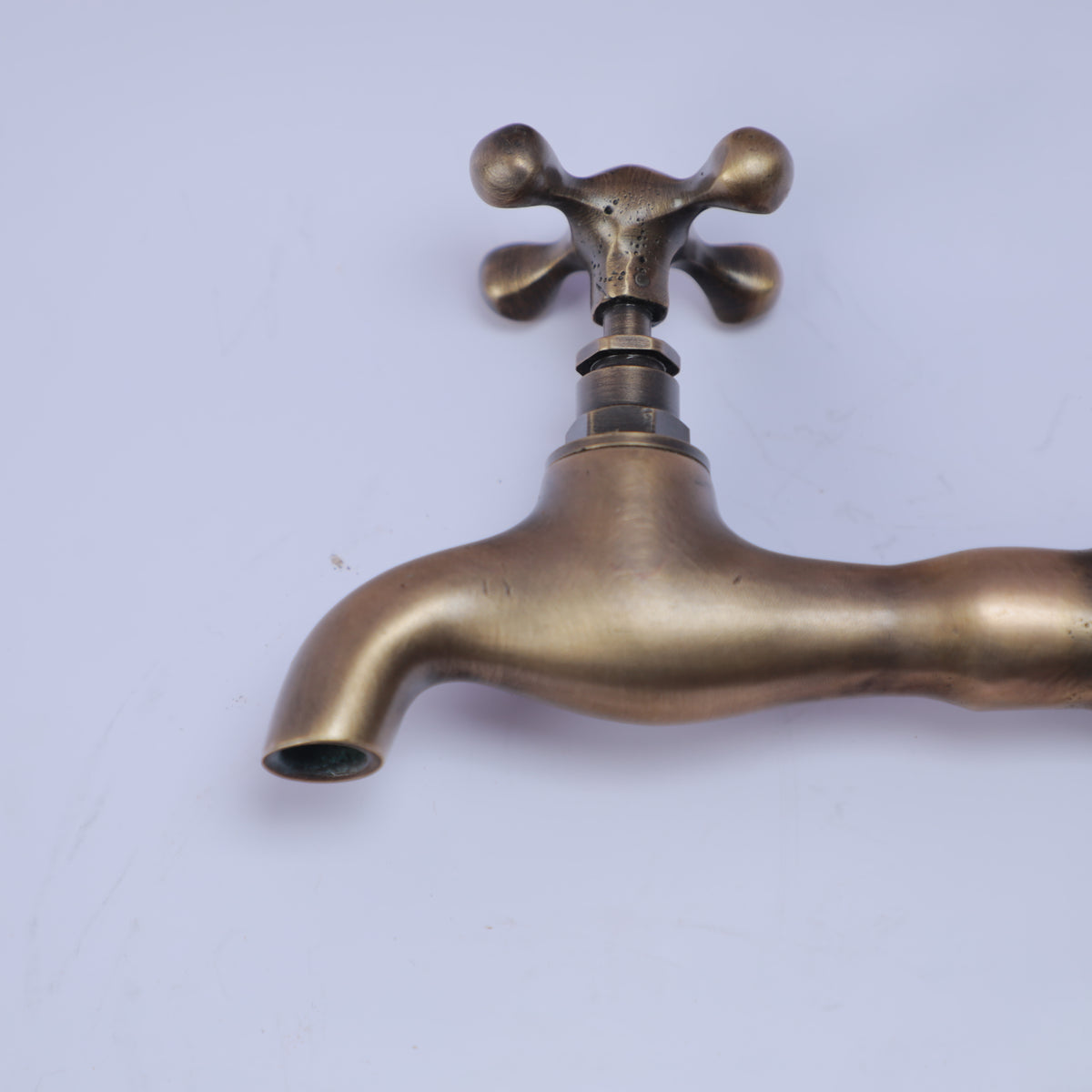 Handcrafted Antique Brass Wall Mount Bathroom Faucet