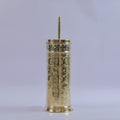 Handcrafted Brass Toilet Brush Holder Set – Luxury Bathroom Cleaning Brush with Decorative Engraved Brass Canister