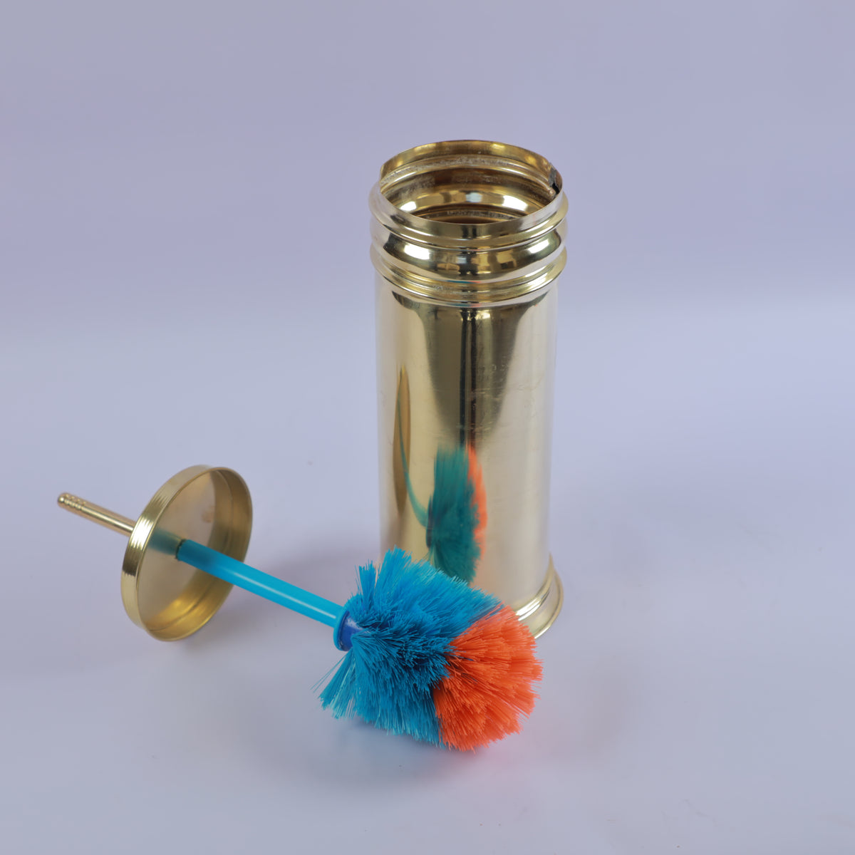 Handcrafted Polished Brass Toilet Brush Holder Set