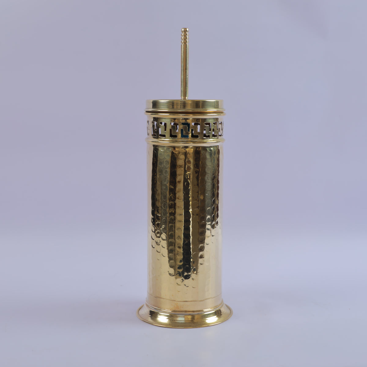 Handcrafted Hammered Brass Toilet Brush Holder Set