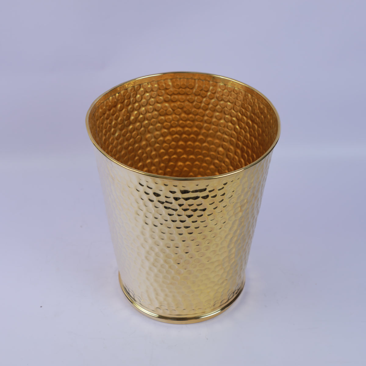 Handcrafted Hammered Brass Waste Basket