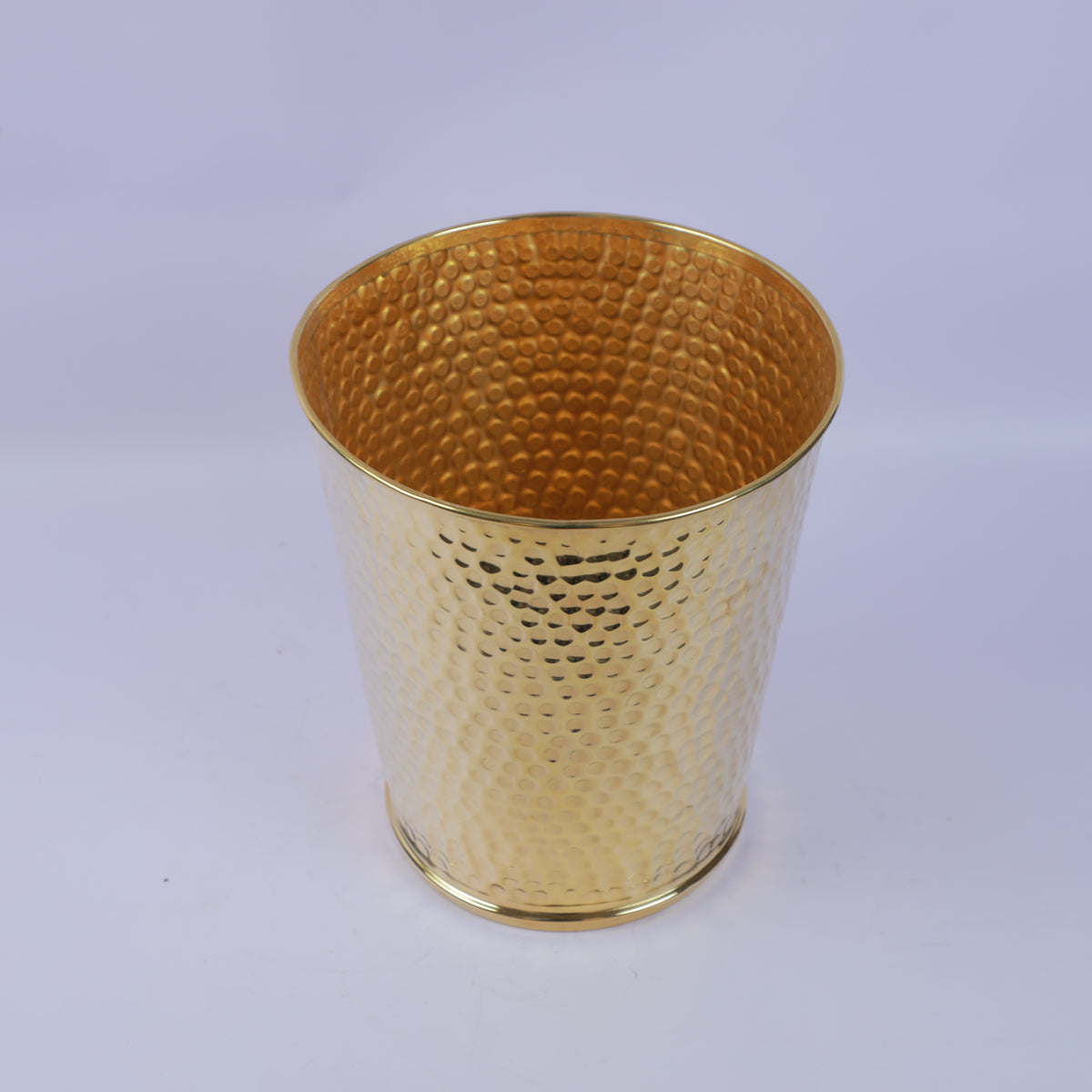 Handcrafted Hammered Brass Waste Basket