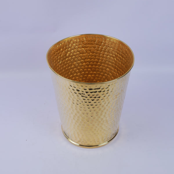 Handcrafted Hammered Brass Waste Basket