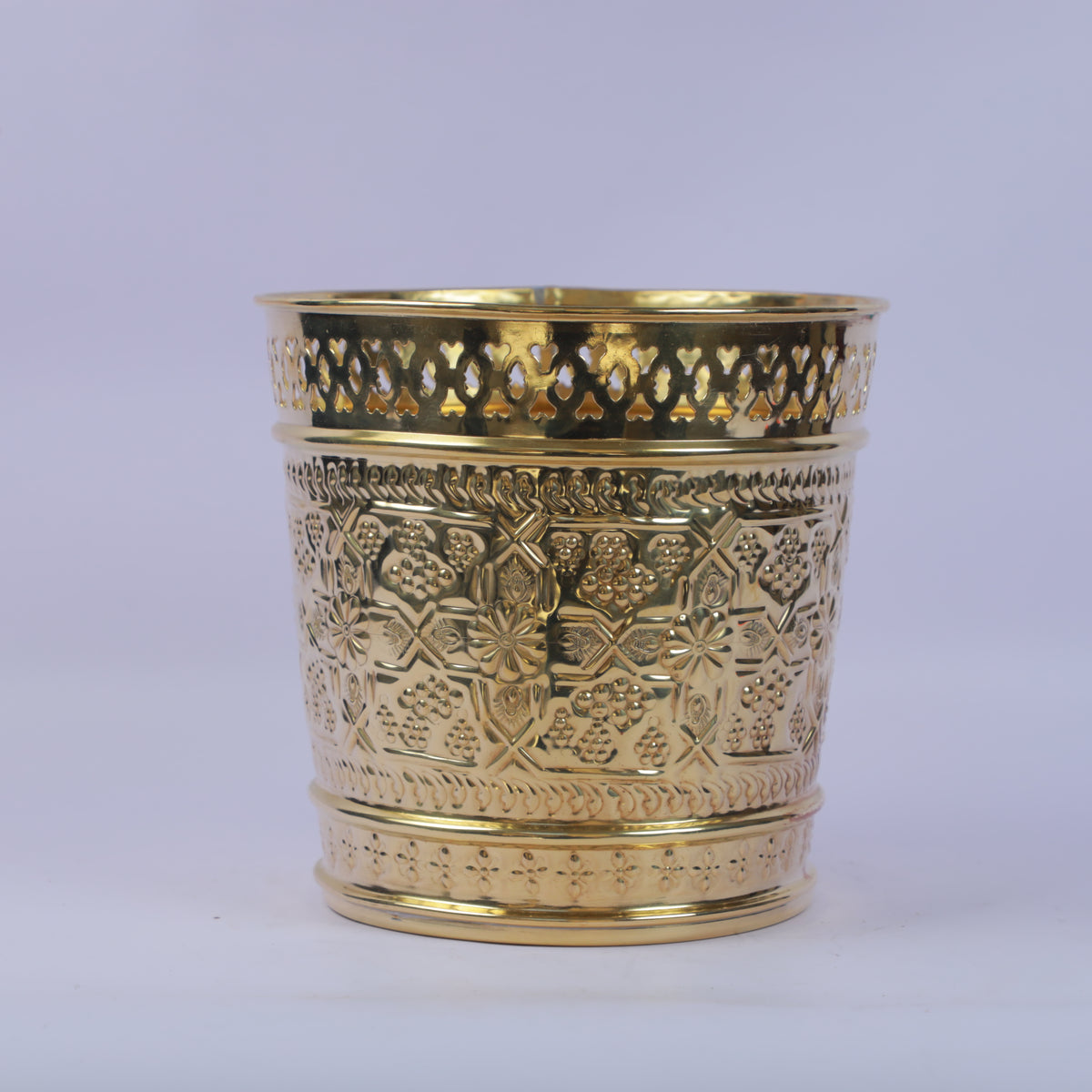 Handcrafted Engraved Brass Waste Basket
