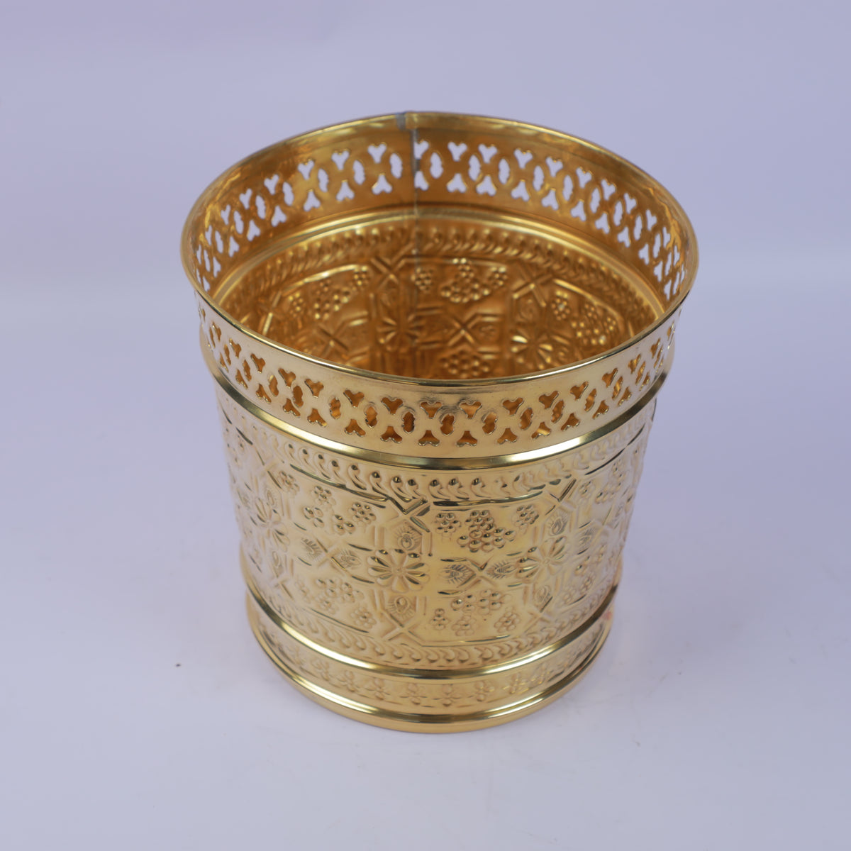 Handcrafted Engraved Brass Waste Basket