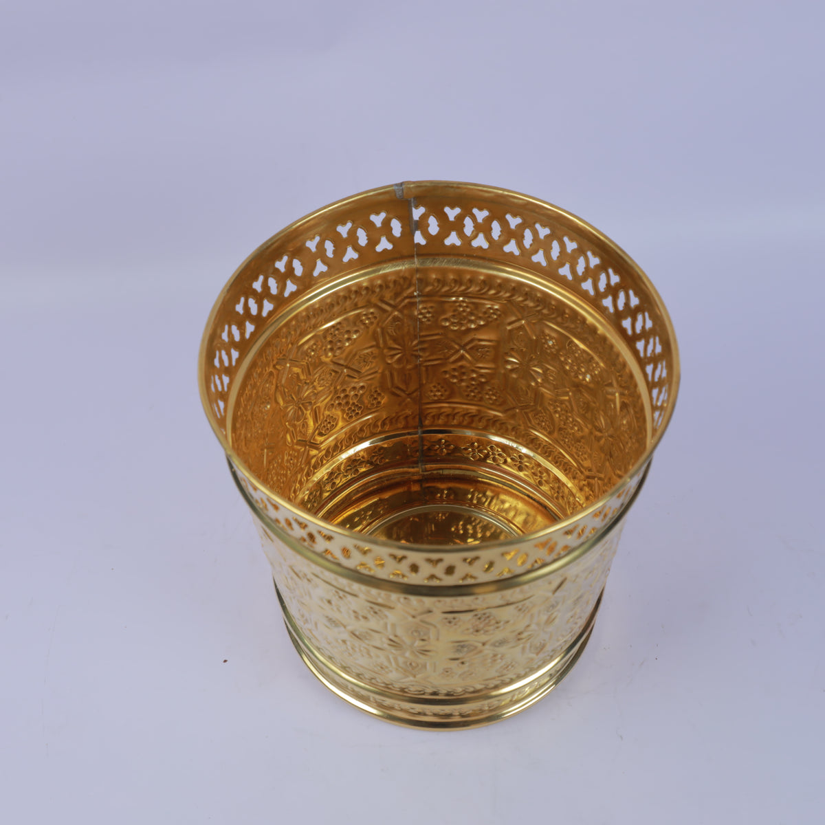 Handcrafted Engraved Brass Waste Basket