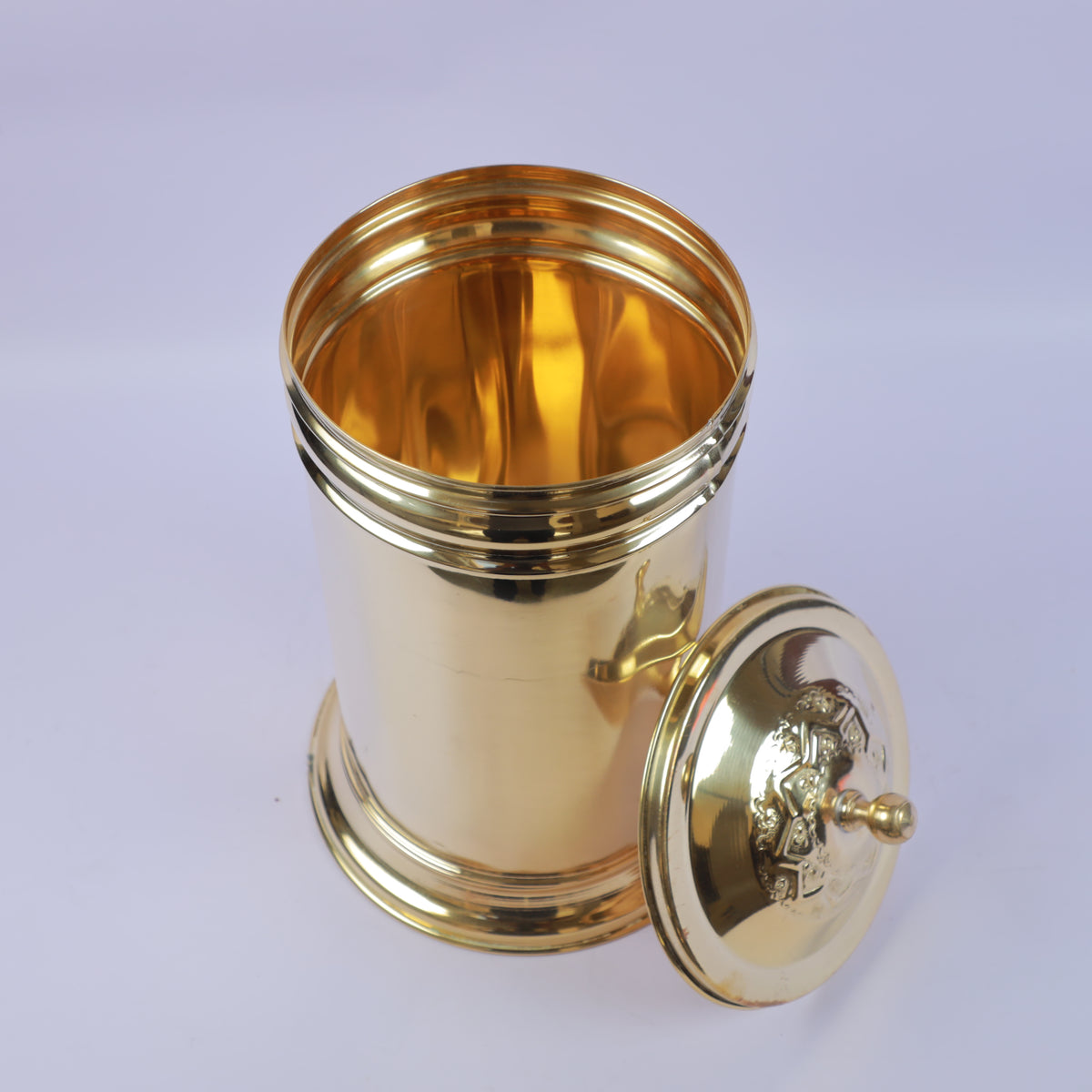 Handcrafted Solid Brass Bathroom Waste Bin with Lid