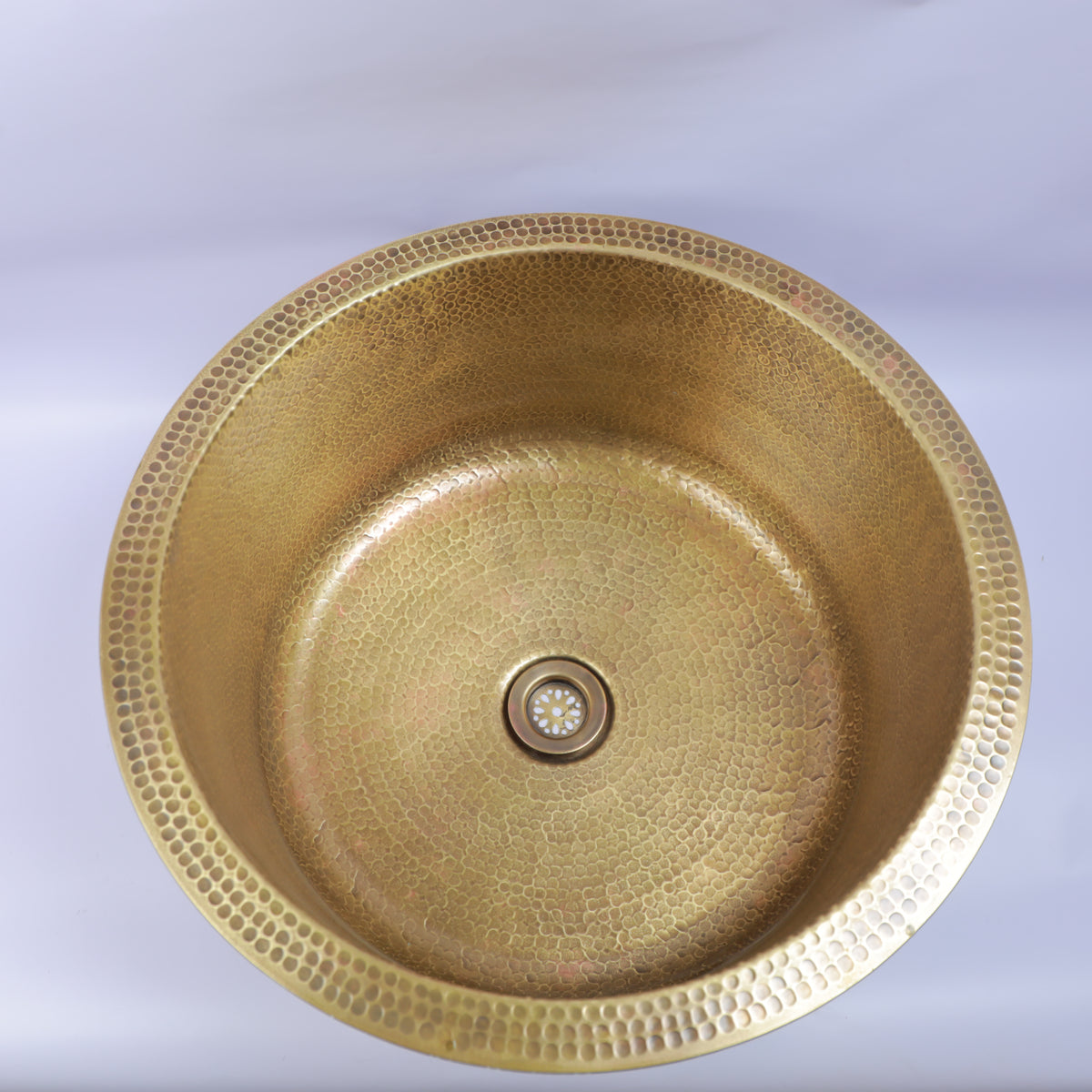 Handcrafted Hammered Brass Round Vessel Bathroom Sink