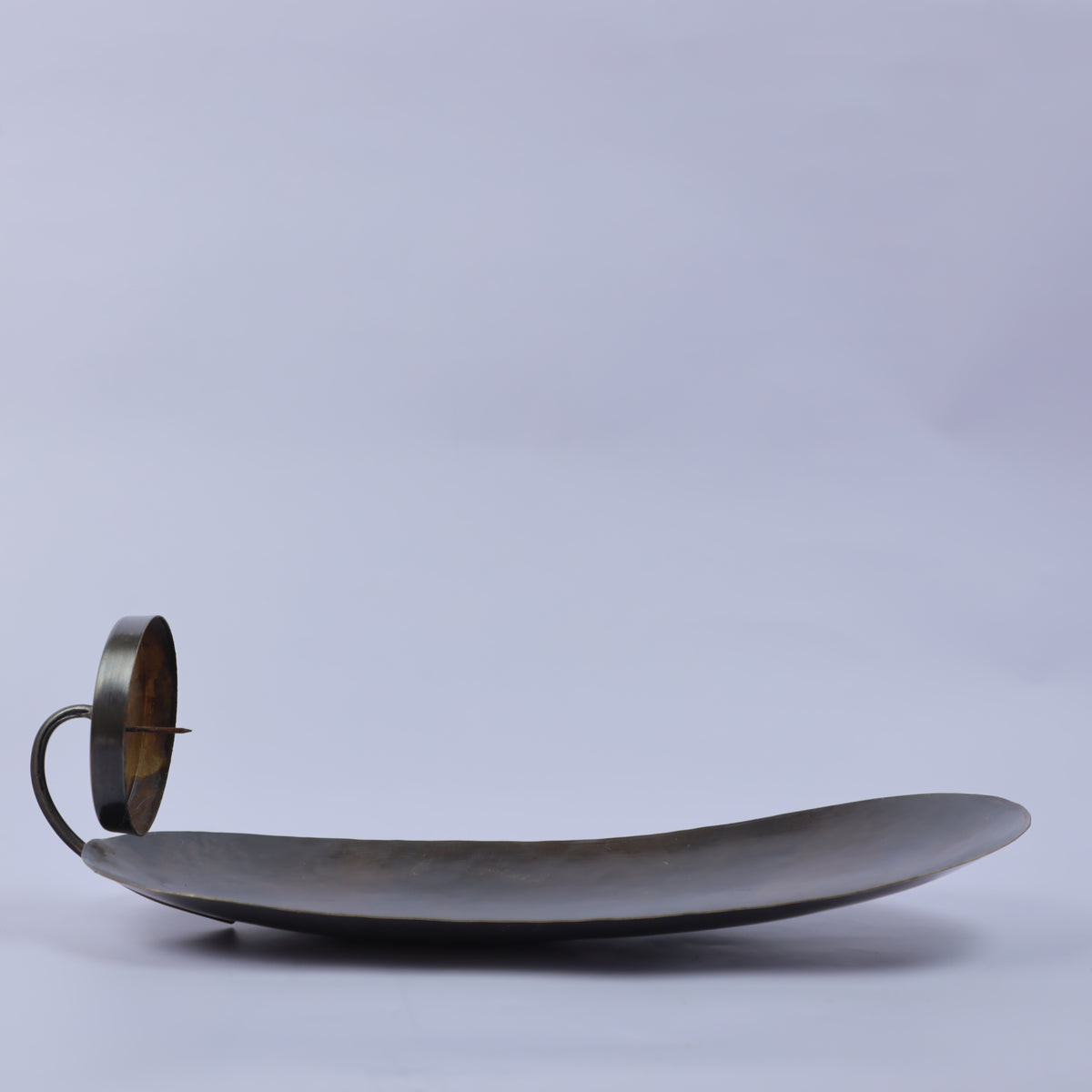 Handmade Moroccan Metal Candle Holder with Curved Wax Catcher Tray