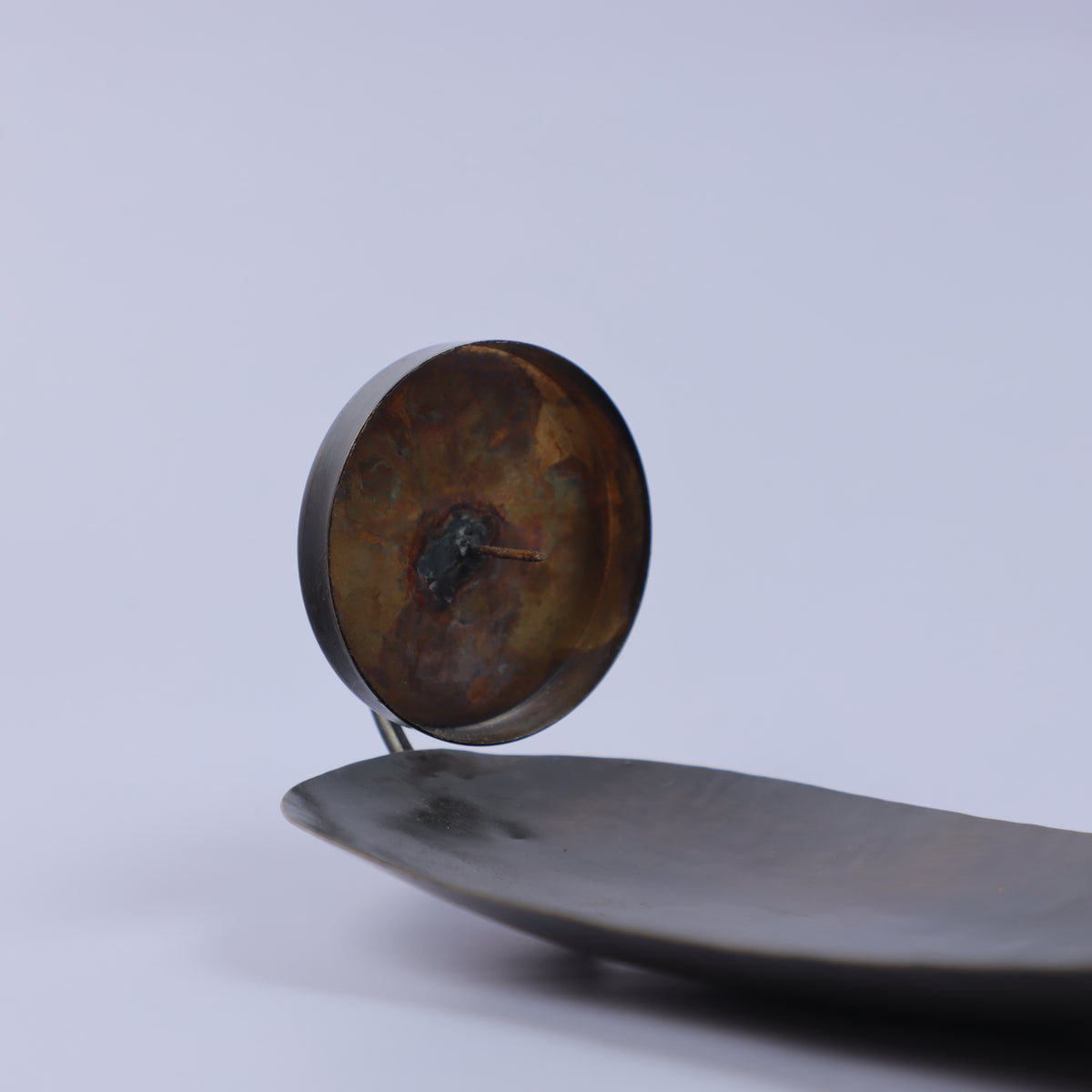 Handmade Moroccan Metal Candle Holder with Curved Wax Catcher Tray