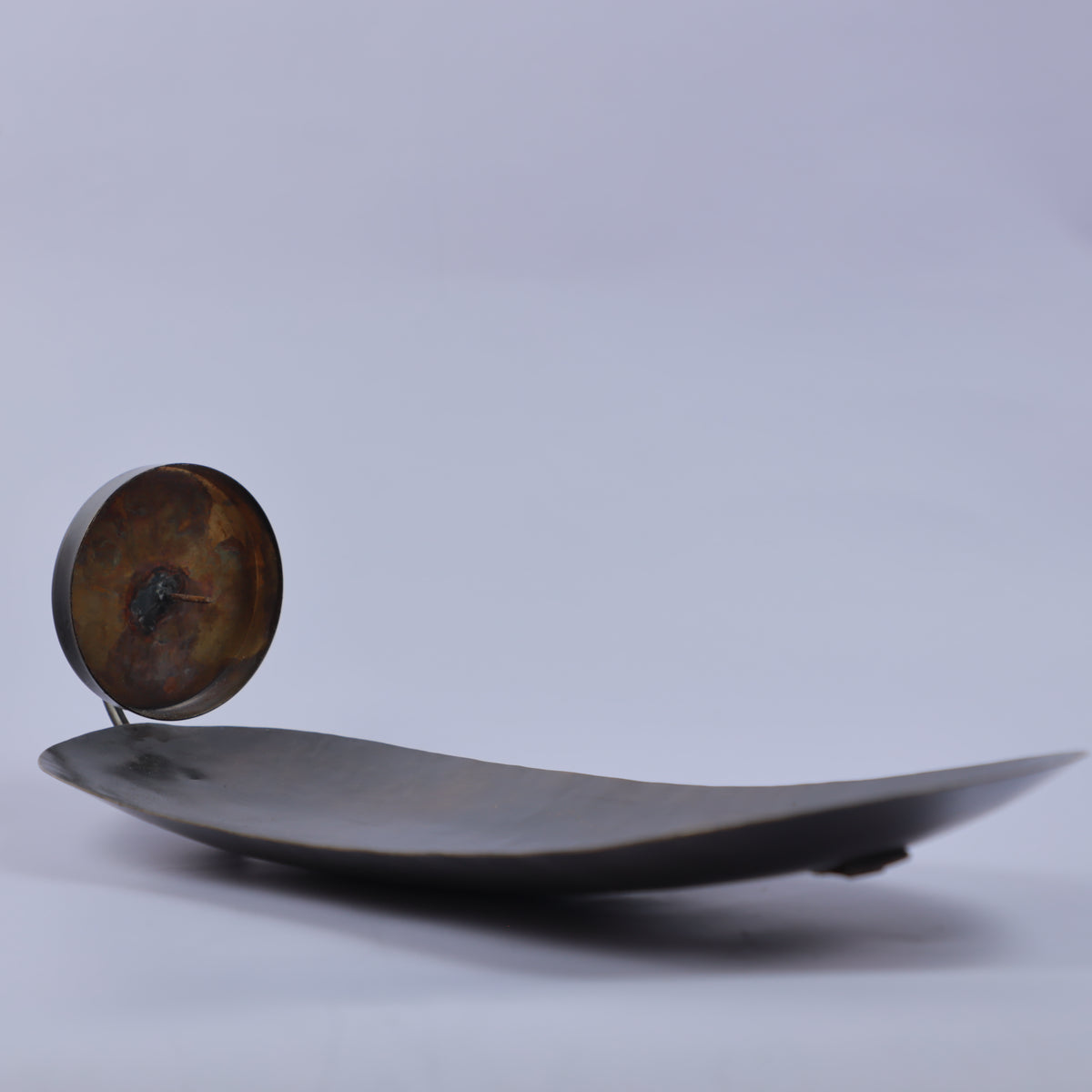 Handmade Moroccan Metal Candle Holder with Curved Wax Catcher Tray