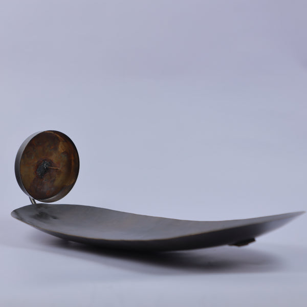 Handmade Moroccan Metal Candle Holder with Curved Wax Catcher Tray