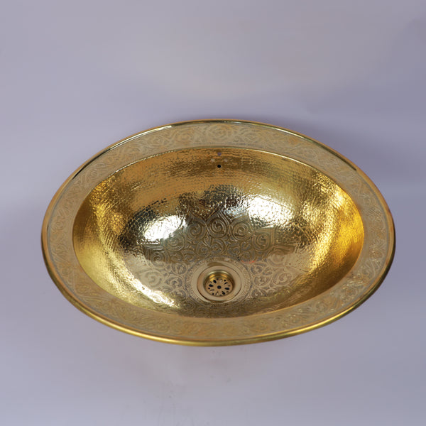 Handcrafted Moroccan Hammered Brass Vessel Sink