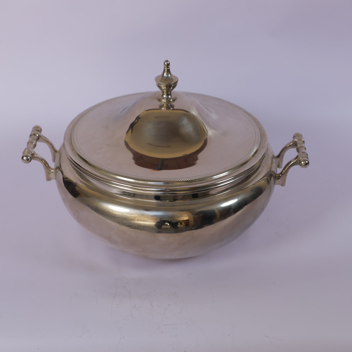 Handmade Polished Brass Serving Bowl with Lid & Side Handles
