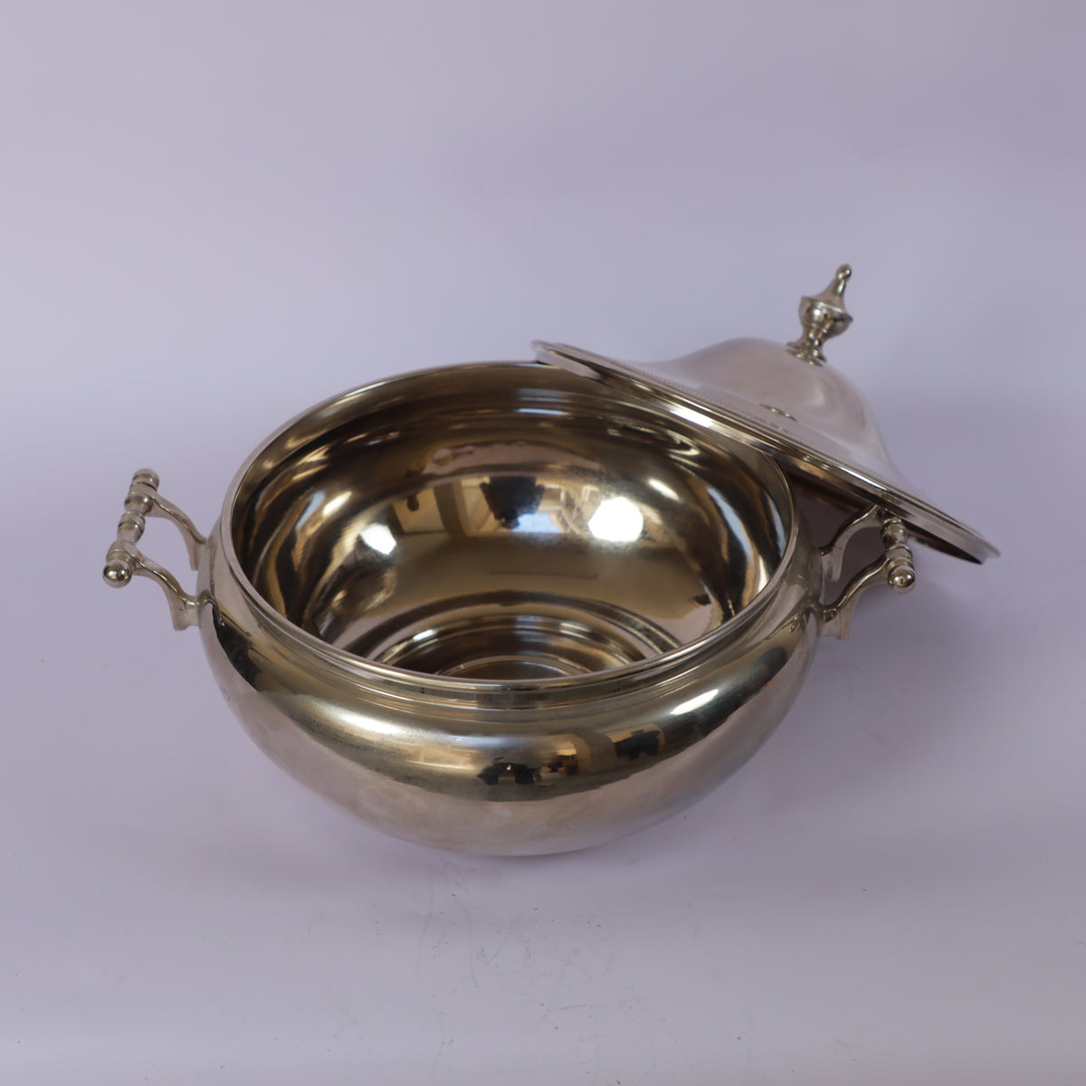 Handmade Polished Brass Serving Bowl with Lid & Side Handles