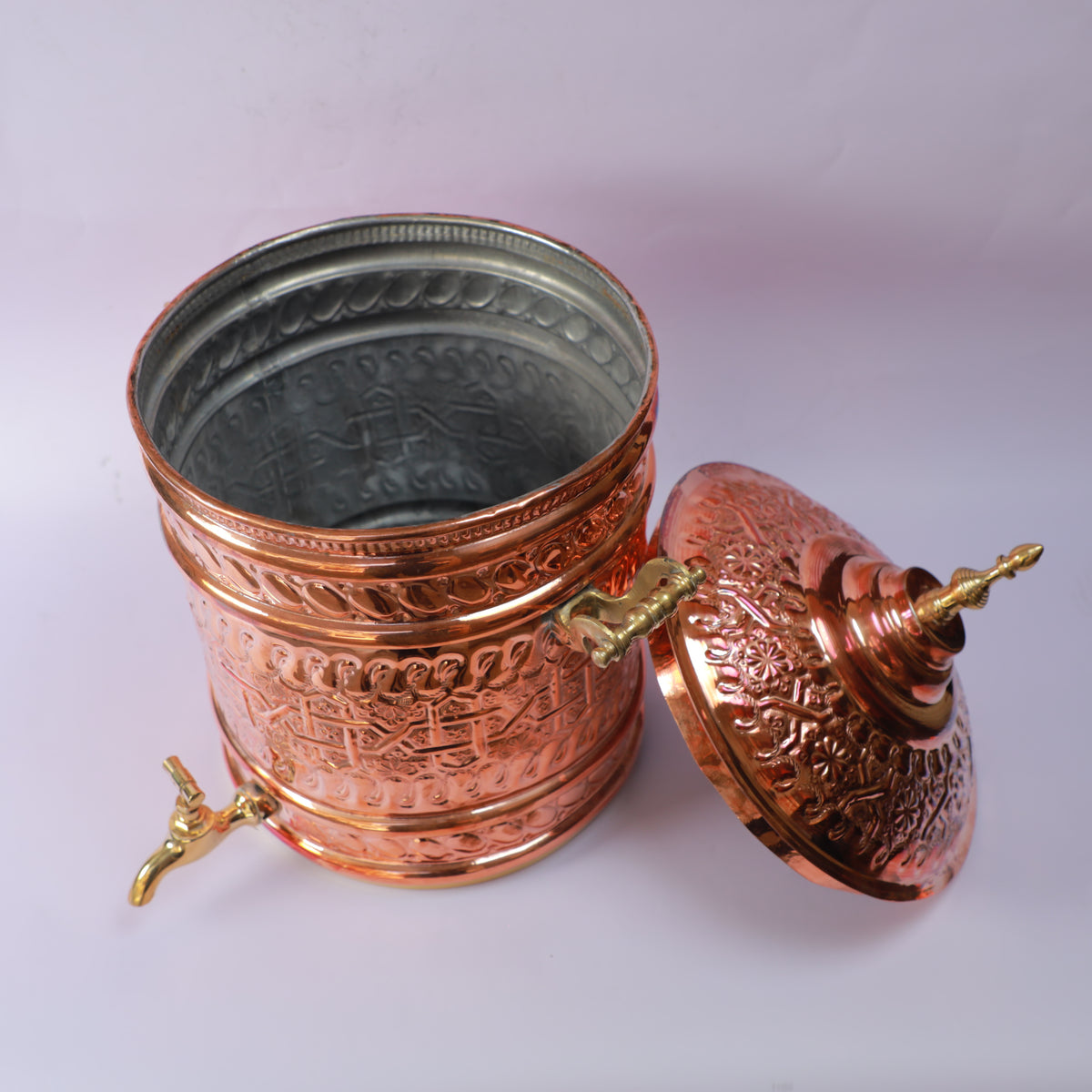 Handmade Moroccan Copper Water Dispenser with Brass Faucet