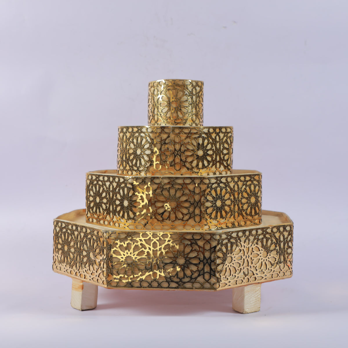 Handmade Moroccan Brass Tiered Candle Holder
